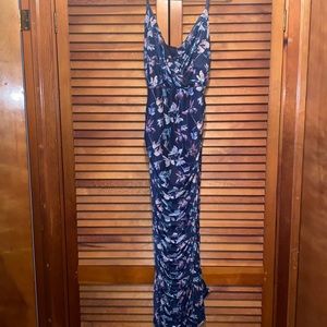 Long blue flower dress
